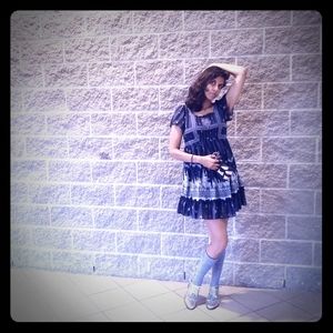 Axes Femme Dress with Winter Castle Pattern